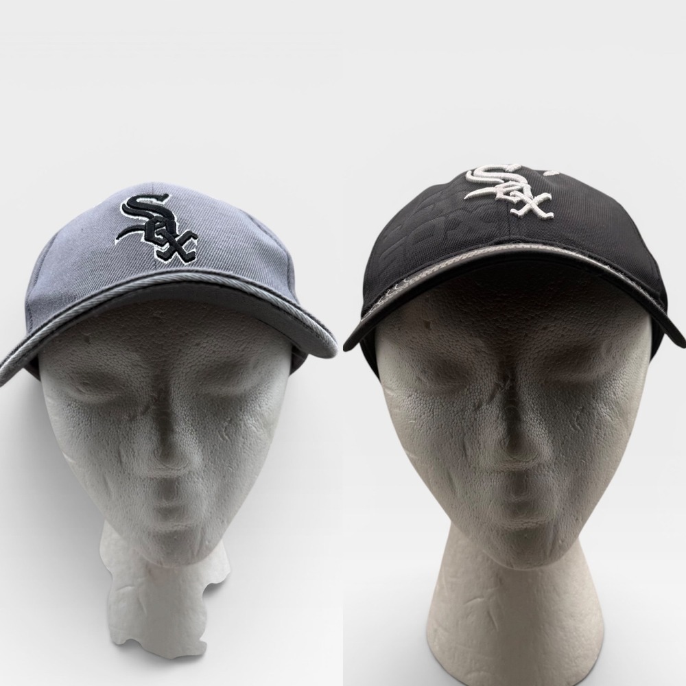 MLB Chicago White Sox Baseball Caps Mens Adjustable Logo Gray Black Lot of 2